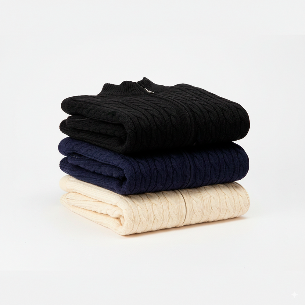 Set of 3 Knit Sweaters with Zipper